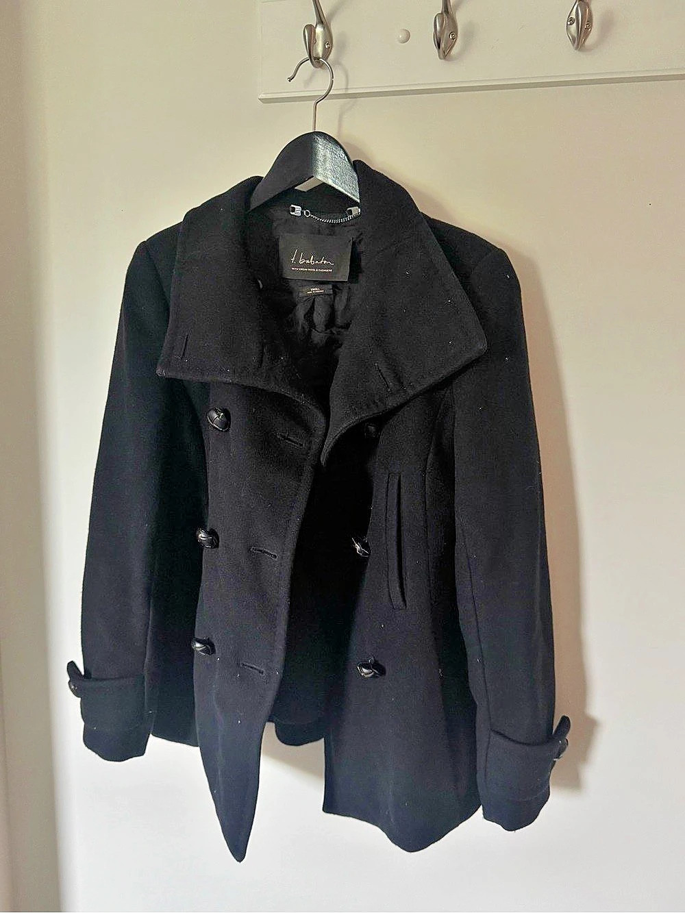 Babaton Peacoat Wool Cashmere in Black Size Small